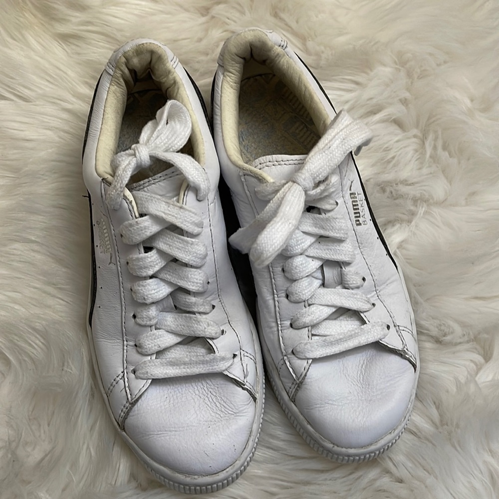 Puma Basket black and white leather women size 6